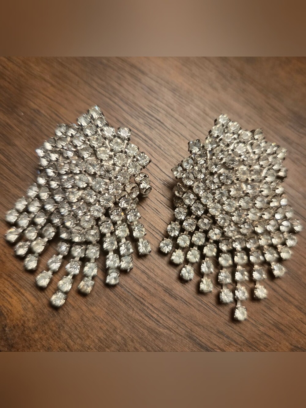 Vintage 1940's Rhinestone Waterfall Cascade Statement Earrings